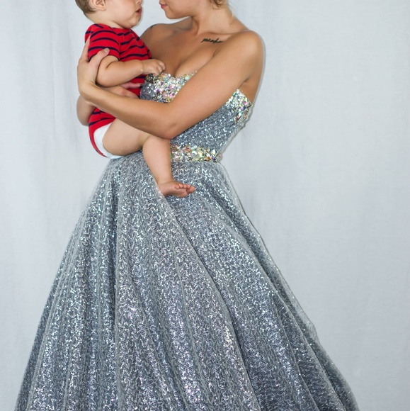 Silver Ballgown Prom Dress- David's Bridal - Picture 2 of 2